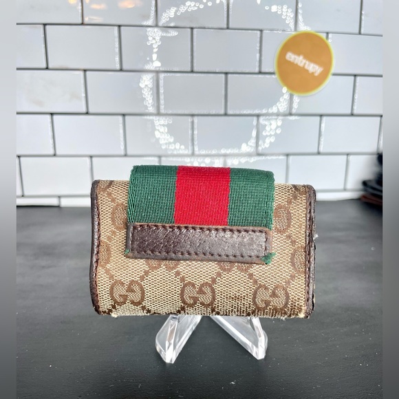 GUCCI SHERY LINE GG Logo Canvas 6 Ring Key Case Authentic - Picture 3 of 7